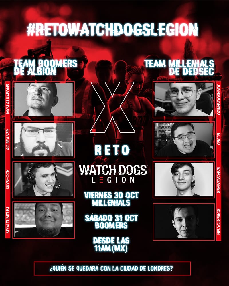 Sigue la transmisión del #RETOWATCHDOGSLEGION y apoya a tu equipo favorito